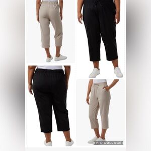 2 pair of 32 Degrees Women's Nylon Lux Capri pants in tan.and Black NWT